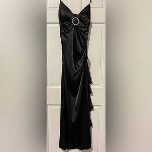 Full length, size 5 black evening gown with spaghetti straps